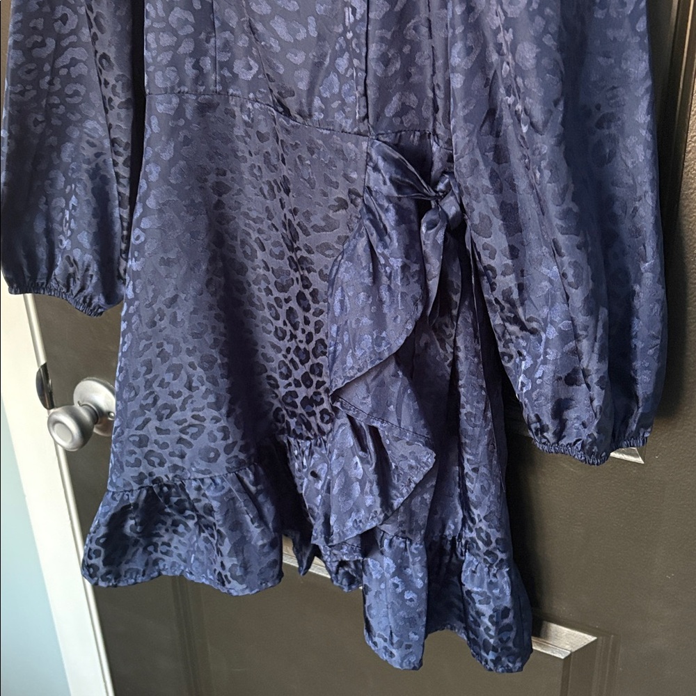 Rare Editions size 10 dress navy blue tonal leopard print dress - Picture 3 of 5